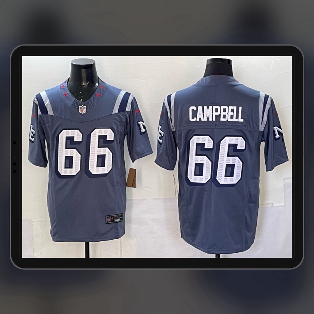 Men's NFL New England Patriots Will Campbell 2025 Rivalry Collection FUSE Jersey
